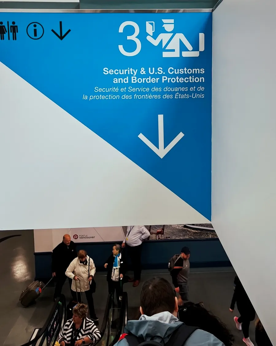 Cruisers have to get downstairs to find US Customs at Vancouver Port