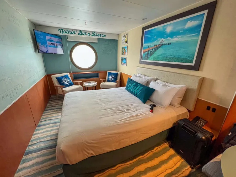 An ocean view cabin on Margaritaville at Sea