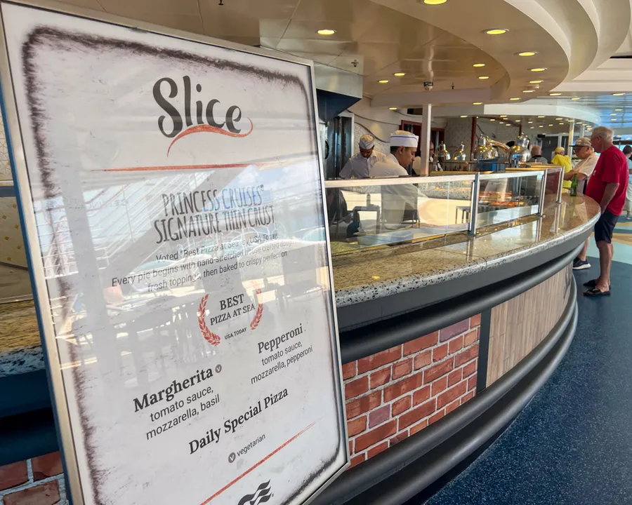 A menu for a pizza restaurant on a Princess Cruise