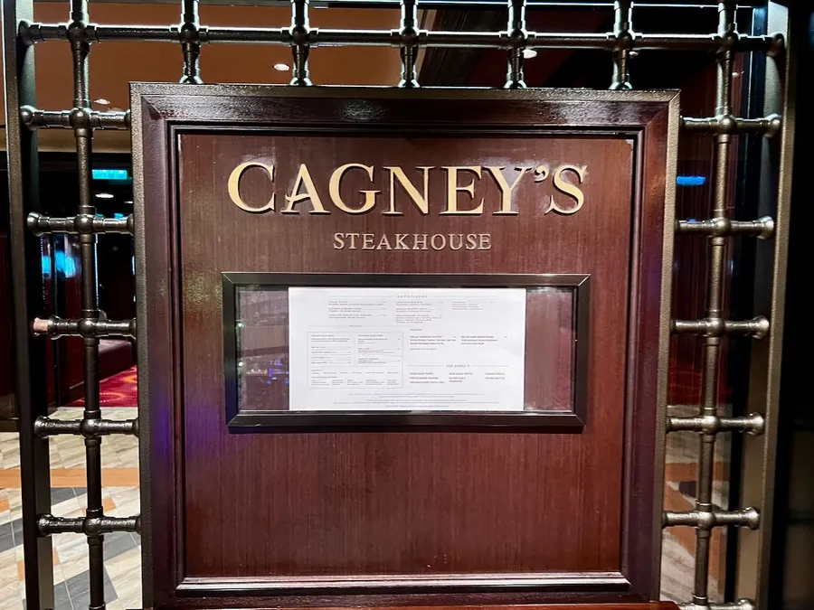 The sign for Cagney's restaurant on the cruise ship Norwegian Epic