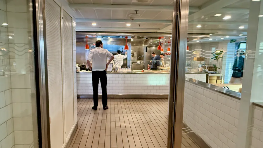 Entrance to the Pizza Place on Scarlet Lady