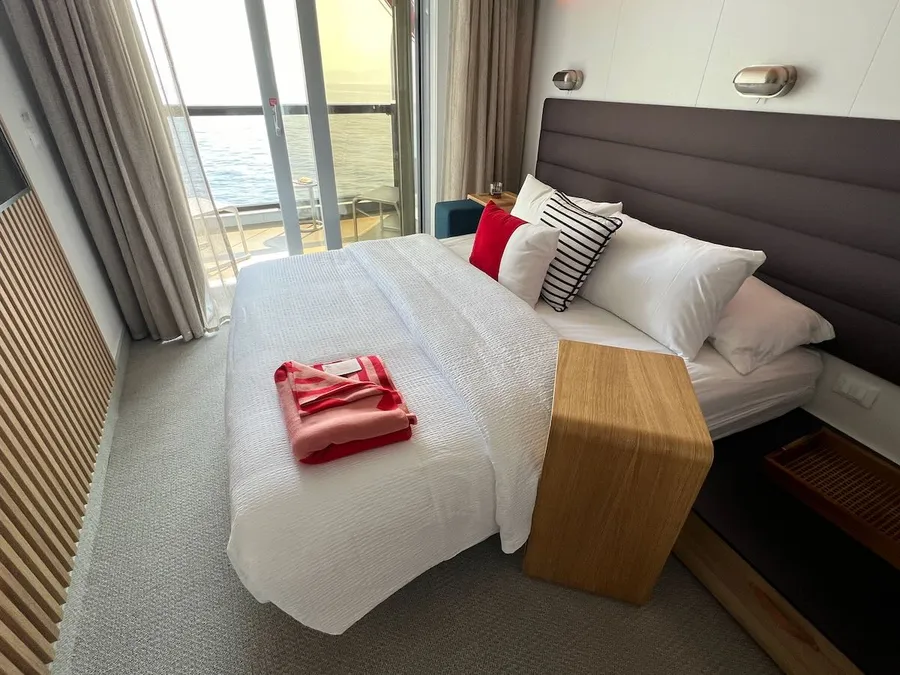 A Sea Terrace (Balcony) Cabin on Resilient Lady, Virgin Voyages
